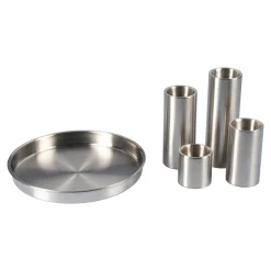 Weihnachtsdekoration·Weitere Weihnachtsdeko|Leuchtdekoration·Kerzen & Teelichter|Die moderne Hausfrau Kerzenteller „Edelstahl“, 5-teilig