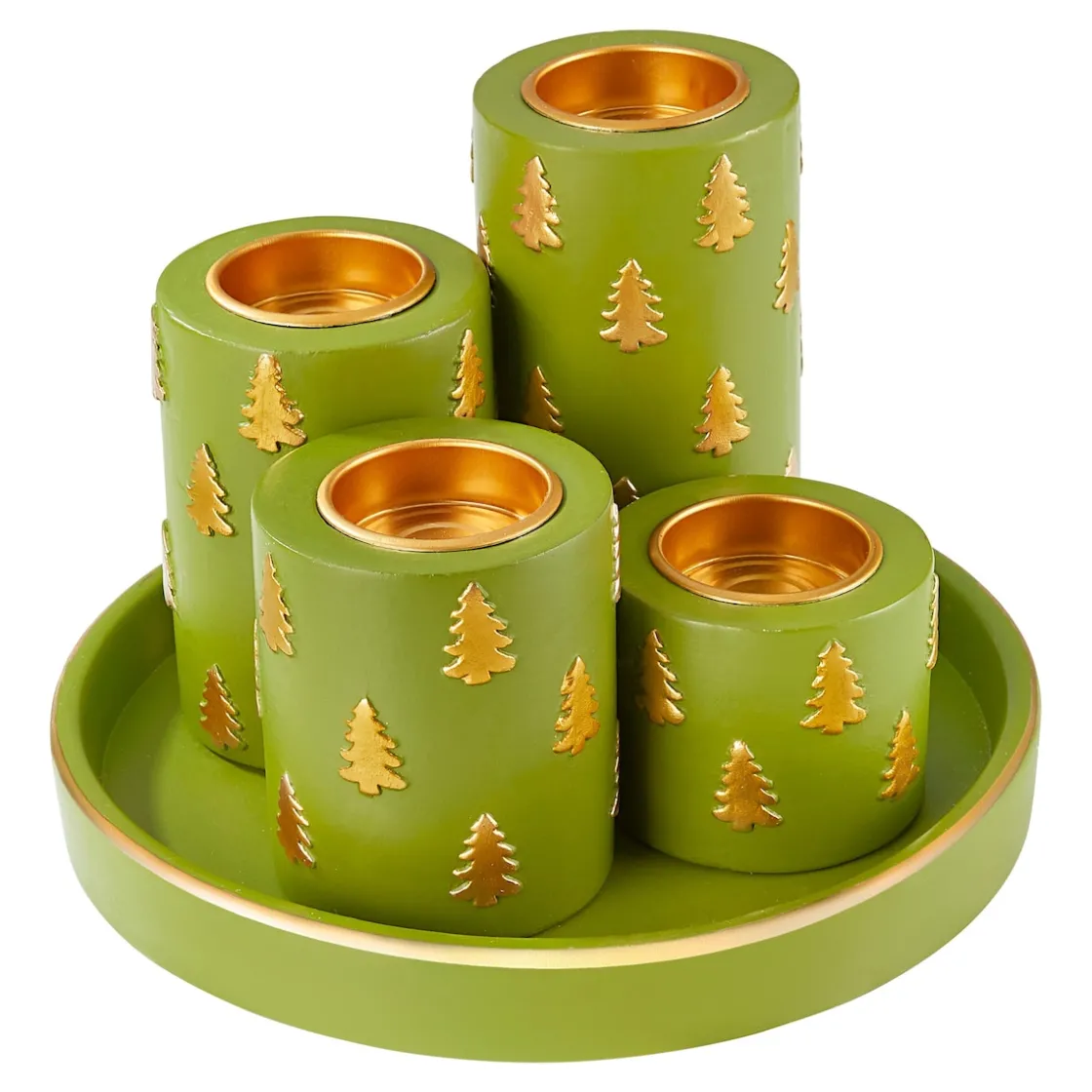 Weihnachtsdekoration·Weihnachtskerzen|Weihnachtsdekoration·Weitere Weihnachtsdeko|Die moderne Hausfrau Kerzenteller, 5-teilig Tannenbäume