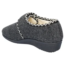 Hausschuhe|Die moderne Hausfrau Klett-Hausschuh "Claudia" mit Wolle grau