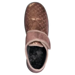 Hausschuhe|Die moderne Hausfrau Kletthausschuh „Elegant“ schoko