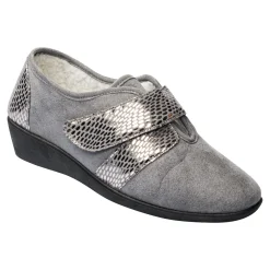 Hausschuhe|Die moderne Hausfrau Klett-Hausschuh „Hanna“ warm anthrazit