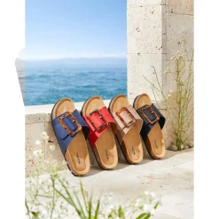 Pantoletten|Die moderne Hausfrau Klett-Pantolette „Miriam“ blau