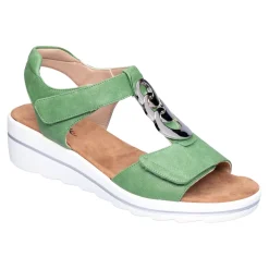 Sandalen|Die moderne Hausfrau Klett-Sandale "Elegant" grün