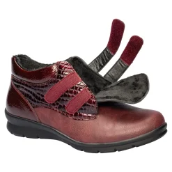 Stiefeletten|Die moderne Hausfrau Klett-Stiefelette „Helga“ bordeaux
