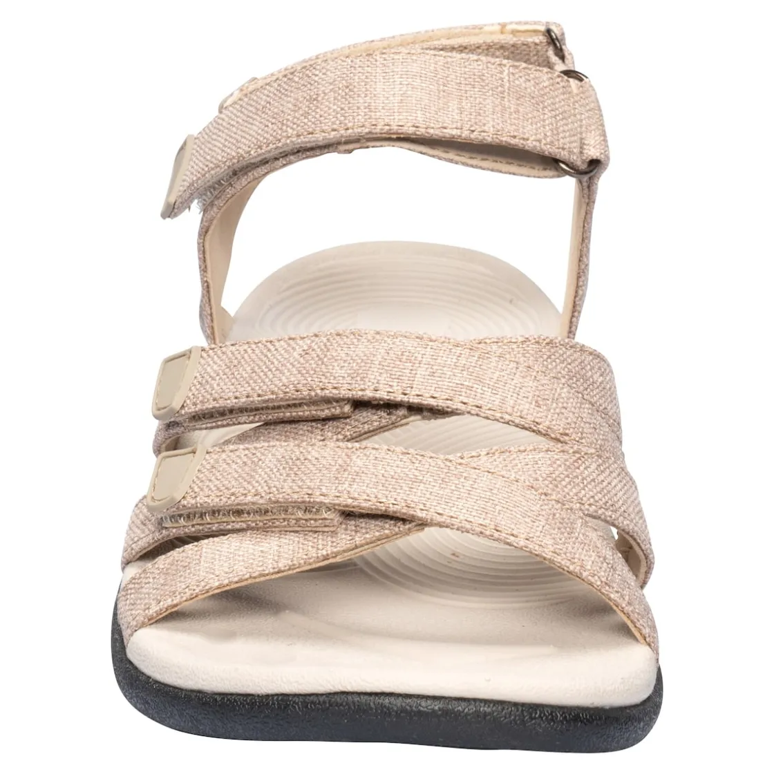 Sandalen|Die moderne Hausfrau Klett-Stretchsandale "Leinenoptik"