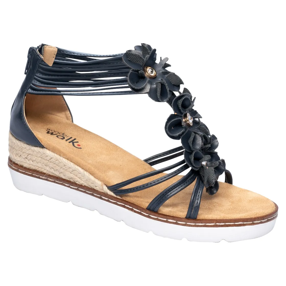 Sandalen|Die moderne Hausfrau Knöchel-Sandalette "Blume" marine