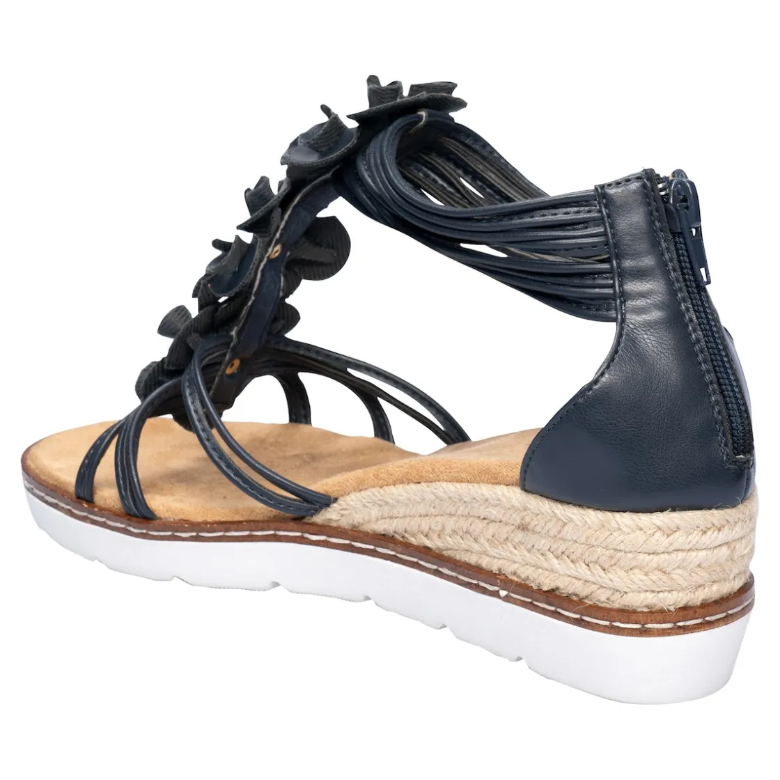 Sandalen|Die moderne Hausfrau Knöchel-Sandalette "Blume" marine