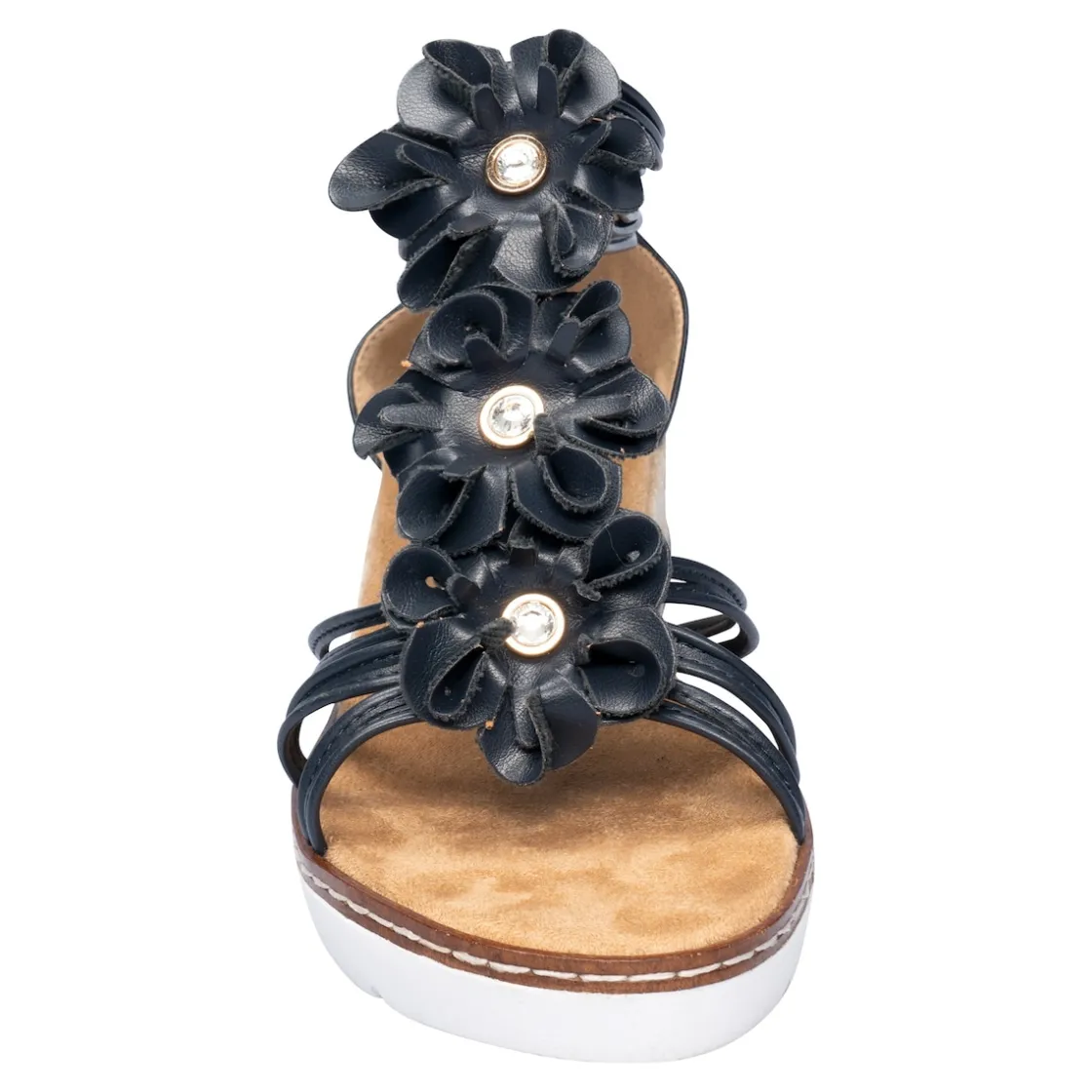 Sandalen|Die moderne Hausfrau Knöchel-Sandalette "Blume" marine