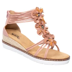 Sandalen|Die moderne Hausfrau Knöchel-Sandalette "Blume" nude