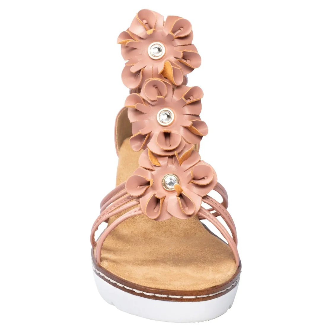 Sandalen|Die moderne Hausfrau Knöchel-Sandalette "Blume" nude