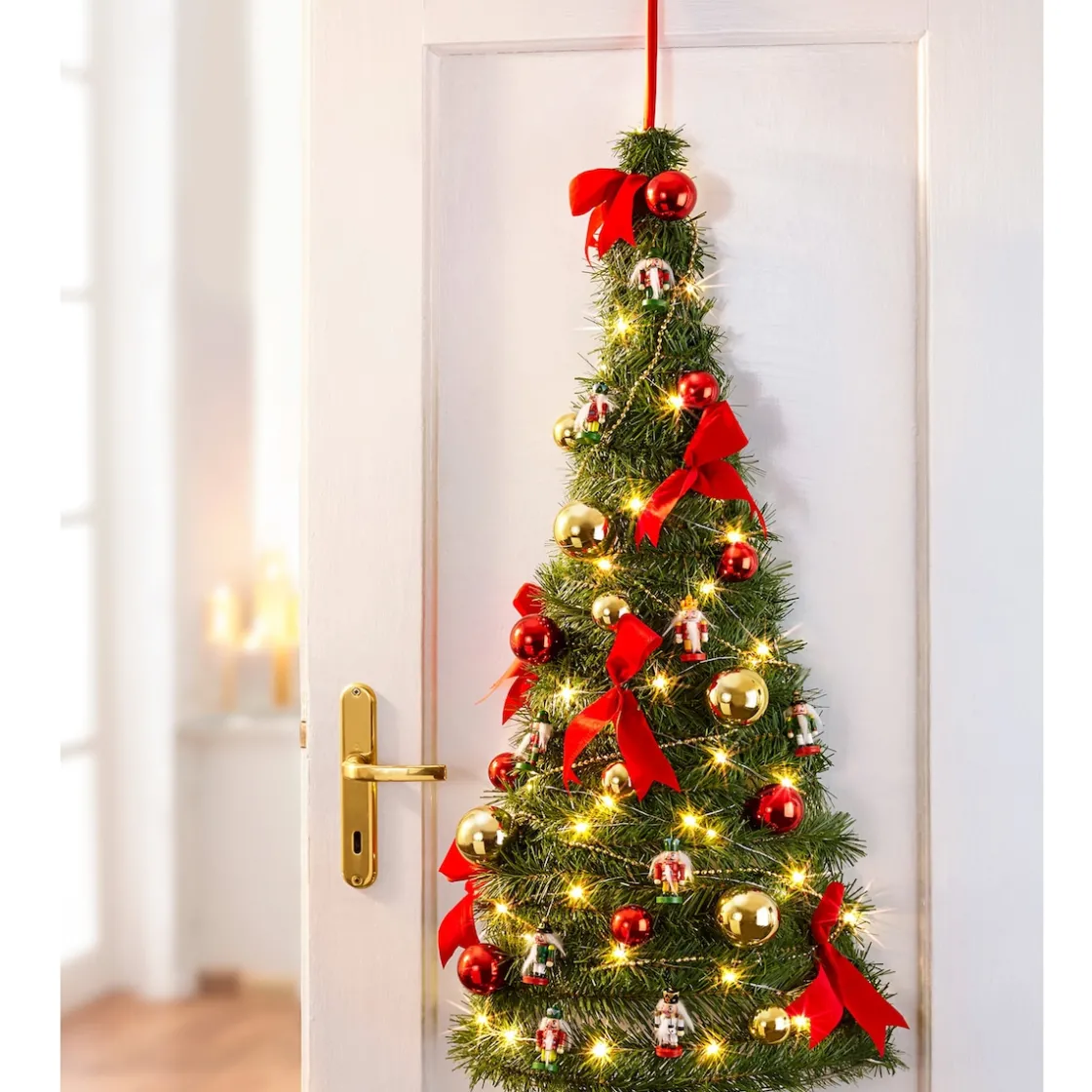 Weihnachtsdekoration·Künstliche Weihnachtsbäume|Deko-Liebhaber|Die moderne Hausfrau Künstlicher Pop-up-Weihnachtsbaum mit LED-Beleuchtung, geschmückt, 90 cm