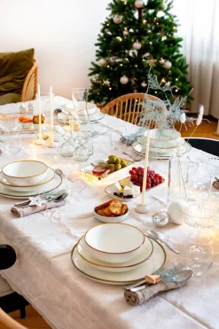 Die moderne Hausfrau Kombiservice, Porzellan Pintar Beige / Blau