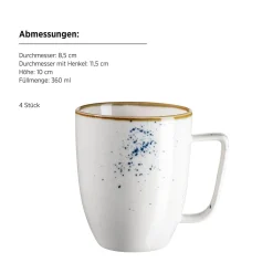 Die moderne Hausfrau Kombiservice, Porzellan Pintar Beige / Blau