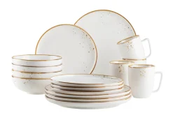 Die moderne Hausfrau Kombiservice, Porzellan Pintar Beige / Braun