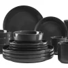 Geschirrsets|Die moderne Hausfrau Kombiservice, Steinzeug ALENIA Schwarz