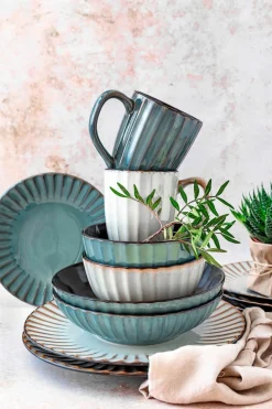 Geschirrsets|Die moderne Hausfrau Kombiservice, Steinzeug Confino Beige