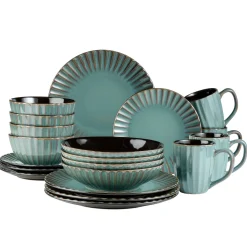 Geschirrsets|Die moderne Hausfrau Kombiservice, Steinzeug Confino Petrol