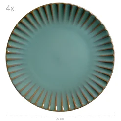 Geschirrsets|Die moderne Hausfrau Kombiservice, Steinzeug Confino Petrol