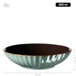 Geschirrsets|Die moderne Hausfrau Kombiservice, Steinzeug Confino Petrol