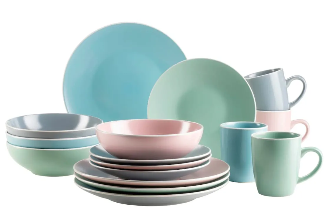 Geschirrsets|Die moderne Hausfrau Kombiservice, Steinzeug ELISSA II