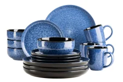 Geschirrsets|Die moderne Hausfrau Kombiservice, Steinzeug Filippa Blau