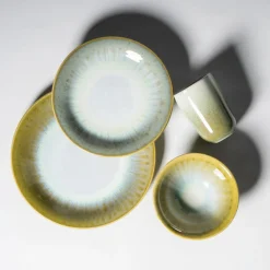 Geschirrsets|Die moderne Hausfrau Kombiservice, Steinzeug Flussufer blau, grün, weiß