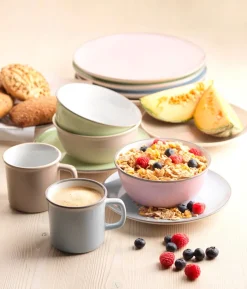 Geschirrsets|Die moderne Hausfrau Kombiservice, Steinzeug Maila Petrol, Altrosa, Beige, Dunkelblau