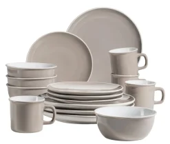 Geschirrsets|Die moderne Hausfrau Kombiservice, Steinzeug Maila Petrol, Altrosa, Beige, Dunkelblau