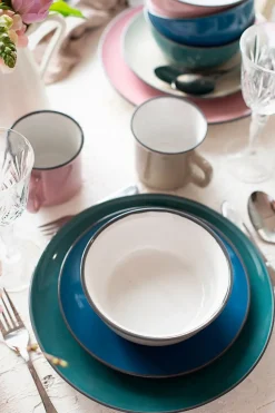Geschirrsets|Die moderne Hausfrau Kombiservice, Steinzeug Maila Petrol, Altrosa, Beige, Dunkelblau