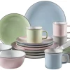 Geschirrsets|Die moderne Hausfrau Kombiservice, Steinzeug Maila Rosa / Grau / Blau / Grün