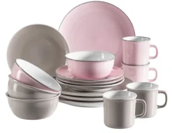 Geschirrsets|Die moderne Hausfrau Kombiservice, Steinzeug Maila Rosa / Grau / Blau / Grün