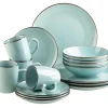 Geschirrsets|Die moderne Hausfrau Kombiservice, Steinzeug METALLIC RIM Mint