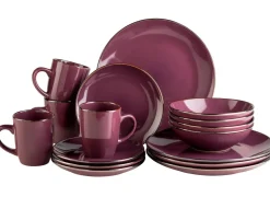 Geschirrsets|Die moderne Hausfrau Kombiservice, Steinzeug METALLIC RIM Lila