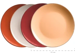 Geschirrsets|Die moderne Hausfrau Kombiservice, Steinzeug METALLIC RIM Rot, Braun, Orange, Beige