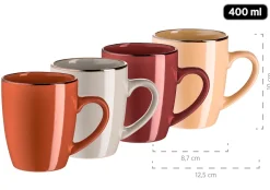 Geschirrsets|Die moderne Hausfrau Kombiservice, Steinzeug METALLIC RIM Rot, Braun, Orange, Beige