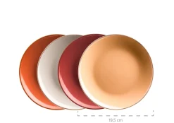 Geschirrsets|Die moderne Hausfrau Kombiservice, Steinzeug METALLIC RIM Rot, Braun, Orange, Beige