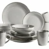 Geschirrsets|Die moderne Hausfrau Kombiservice, Steinzeug METALLIC RIM Grau