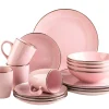 Geschirrsets|Die moderne Hausfrau Kombiservice, Steinzeug METALLIC RIM Rosa