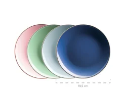 Geschirrsets|Die moderne Hausfrau Kombiservice, Steinzeug METALLIC RIM Rosa,Mint,Blau,Dunkelblau