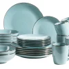 Geschirrsets|Die moderne Hausfrau Kombiservice, Steinzeug METALLIC RIM Blau