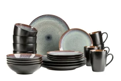 Geschirrsets|Die moderne Hausfrau Kombiservice, Steinzeug Teona 4 x Speisteller, 4 x Suppenteller, 4 x Dessertteller, 4 x Müslischüssel, 4 x Kaffeebecher