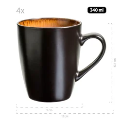 Geschirrsets|Die moderne Hausfrau Kombiservice, Steinzeug Teona 4 x Speisteller, 4 x Suppenteller, 4 x Dessertteller, 4 x Müslischüssel, 4 x Kaffeebecher