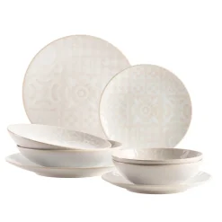 Geschirrsets|Die moderne Hausfrau Kombiservice, Steinzeug Trad. Tiles Weiß