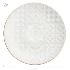 Geschirrsets|Die moderne Hausfrau Kombiservice, Steinzeug Trad. Tiles Weiß