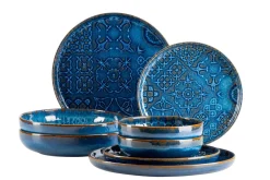 Geschirrsets|Die moderne Hausfrau Kombiservice, Steinzeug Trad. Tiles Blau