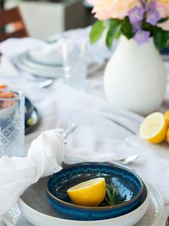 Die moderne Hausfrau Kombiservice, Steinzeug Trad. Tiles Blau