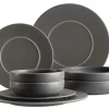 Geschirrsets|Die moderne Hausfrau Kombiservice, Steinzeug Unico Grau