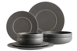 Geschirrsets|Die moderne Hausfrau Kombiservice, Steinzeug Unico Grau