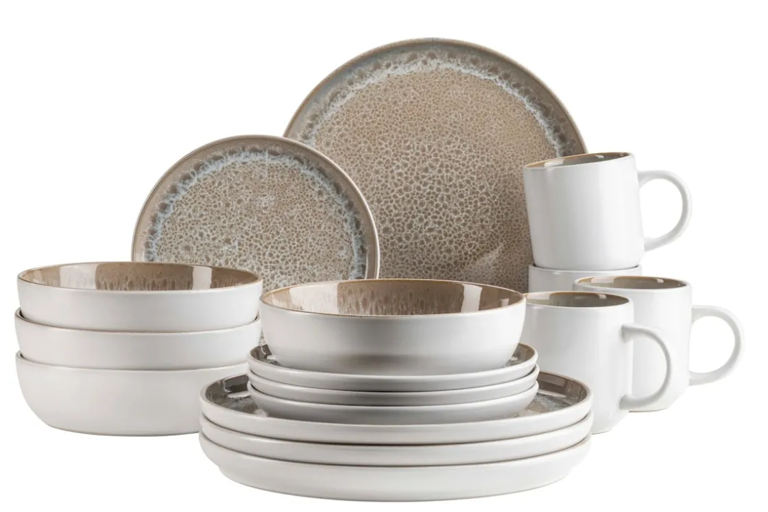 Geschirrsets|Die moderne Hausfrau Kombiset, Steinzeug Malea Beige