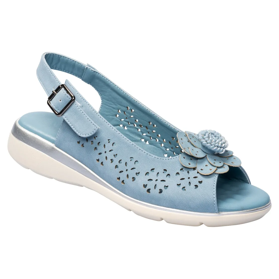 Sandalen|Die moderne Hausfrau Komfort-Sandalette „Rose“ rauchblau